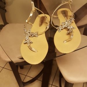Crystal embellished flat sandals